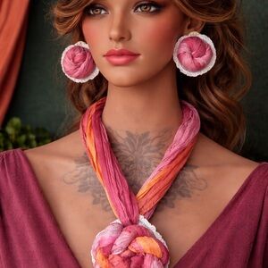 Hand Crafted Pink and White Earrings